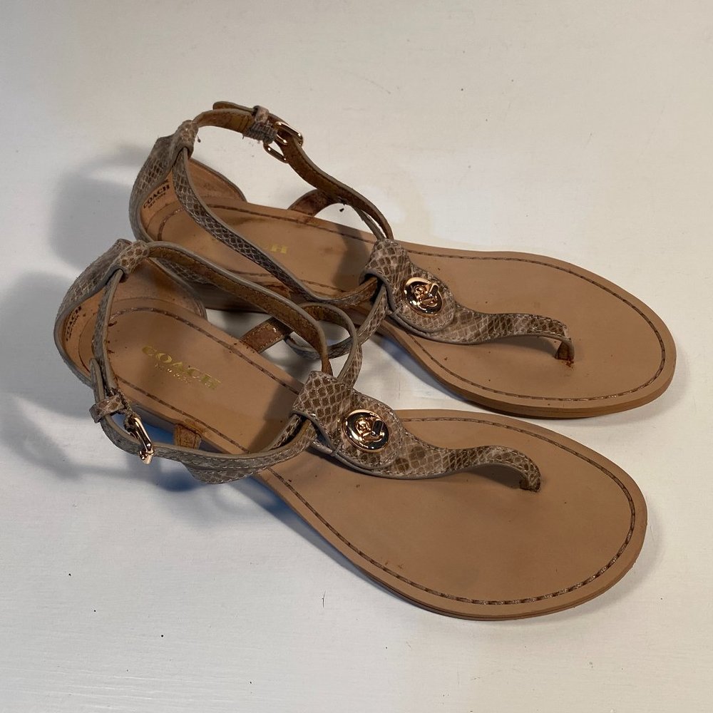 Coach Ingrid Snake Print Wedge Heel Sandals Women Size 7.5 B (read)